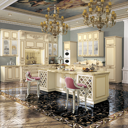 Кухня Виконт ваниль с золотой патиной