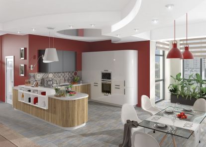 Белая кухня в стиле хай тек