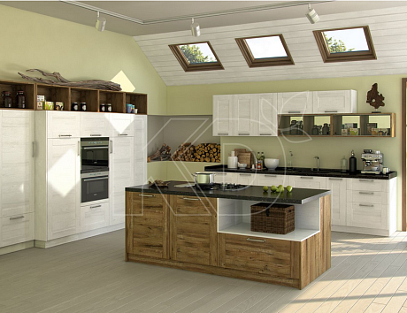 дизайн кухни в бело-коричневых тонах