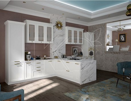 дизайн классической белой кухни