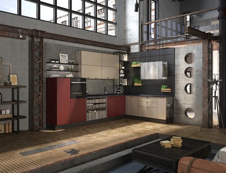 Кухня-гостиная в стиле лофт